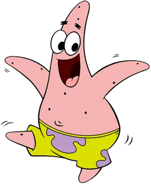 Excited Patrick Star Cartoon PNG Image