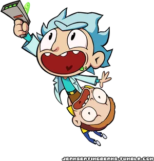 Excited Rickand Morty Adventure PNG Image