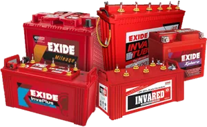 Exide Battery Collection PNG Image