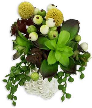 Exotic Green Floral Arrangement PNG Image