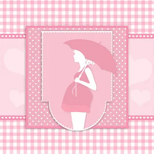 Expectant Mother Silhouette Pink Background PNG Image