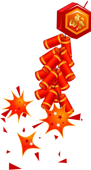 Exploding Firecrackers Illustration PNG Image