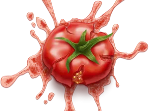 Exploding Tomato Ketchup Splash PNG Image