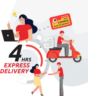 Express Delivery Service4 Hours Illustration PNG Image