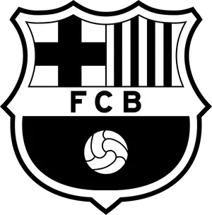 F C Barcelona Logo Blackand White PNG Image