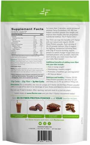 F Factor Protein Powder Supplement Facts PNG Image