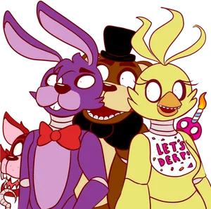 F N A F_ Animated_ Characters_ Group PNG Image