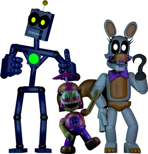 F N A F Animatronic Group Pose PNG Image