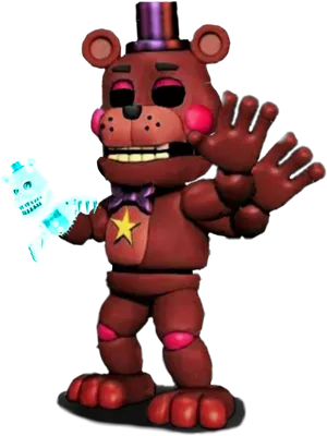 F N A F_ Red_ Bear_ Character_with_ Blue_ Ice_ Cream PNG Image