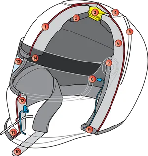 F1 Helmet Cutaway View PNG Image