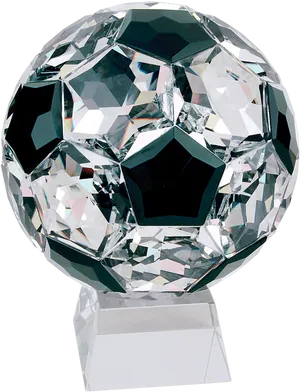 Faceted Crystal Soccer Ballon Pedestal PNG Image