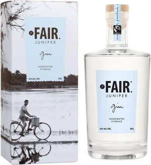 Fair Juniper Gin Bottleand Packaging PNG Image