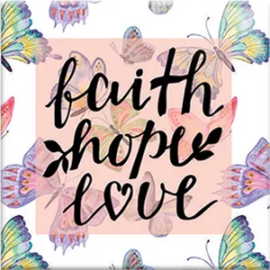 Faith Hope Love Butterfly Art PNG Image