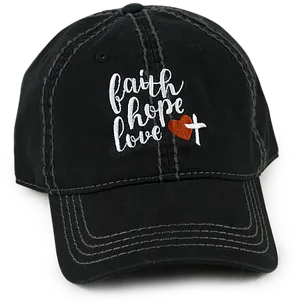 Faith Hope Love Embroidered Cap PNG Image