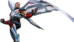 Falcon Superhero Action Pose PNG Image