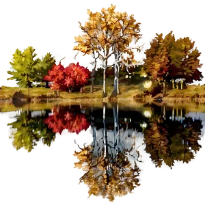 Fall Trees Reflection In Water Png Ekq PNG Image