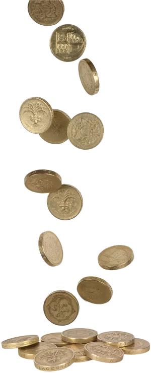 Falling_ Coins_ Against_ Black_ Background PNG Image