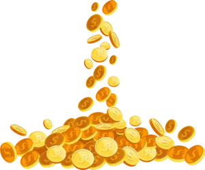 Falling Gold Coins Illustration PNG Image