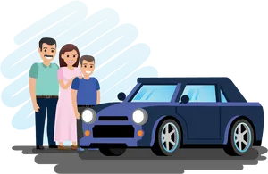 Family Car Outing Illustration PNG Image