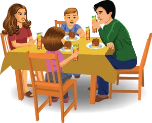 Family Dinner Cartoon PNG Image