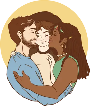 Family Embrace Illustration PNG Image