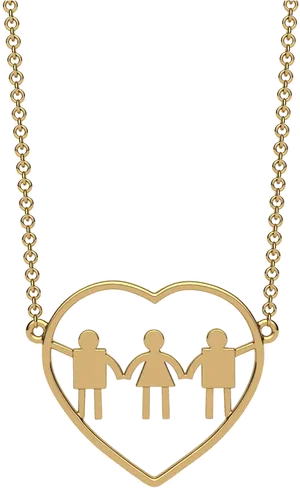 Family Love Heart Pendant Necklace PNG Image