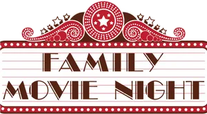 Family Movie Night Marquee Sign PNG Image