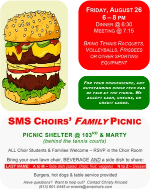 Family Picnic Cheeseburger Invitation PNG Image