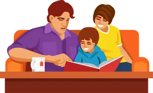 Family Reading Time Together PNG Image