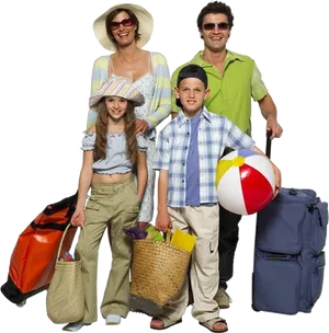 Family Ready For Beach Vacation PNG Image