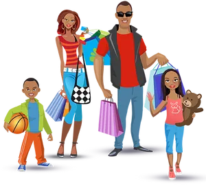 Family Shopping Spree PNG Image