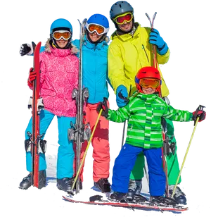 Family Ski Trip Portrait PNG Image