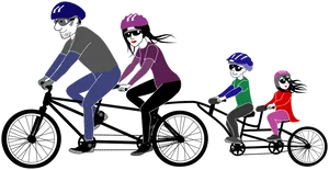 Family Tandem Bike Ride PNG Image