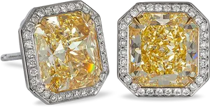 Fancy Yellow Diamond Earrings PNG Image