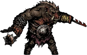 Fantasy Boar Warrior Illustration PNG Image