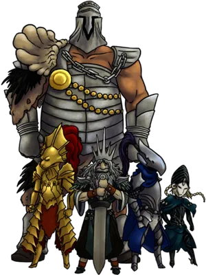 Fantasy Character Group Illustration PNG Image