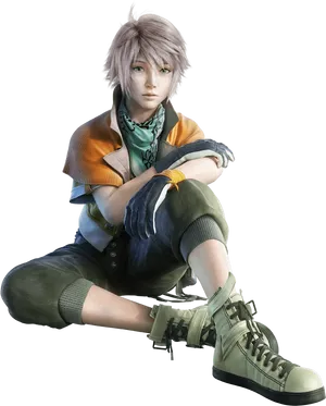 Fantasy Character Sitting Pose PNG Image