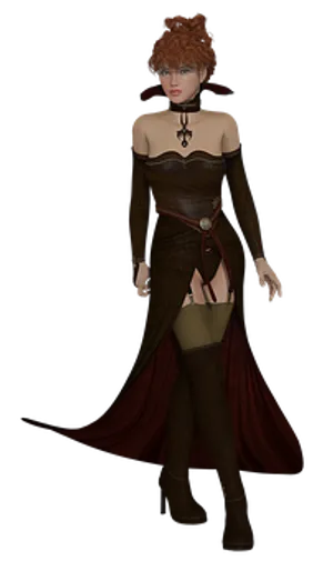 Fantasy Characterin Brown Dress PNG Image