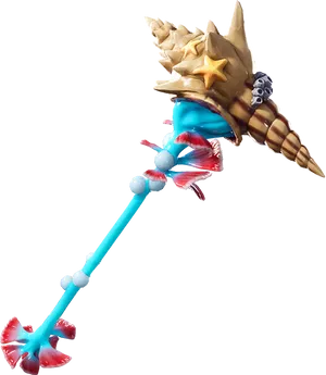 Fantasy Conch Staff Design PNG Image