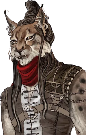 Fantasy Lynx Warrior Artwork PNG Image