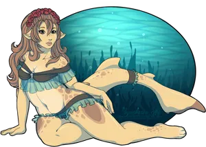 Fantasy Mermaid Pinup Art PNG Image