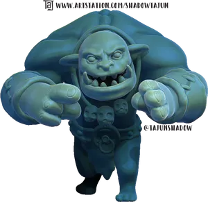 Fantasy Orc Character Pointing PNG Image