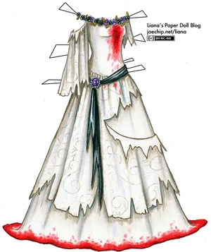 Fantasy Paper Doll Dress Illustration PNG