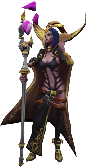 Fantasy Sorceress Pose PNG Image