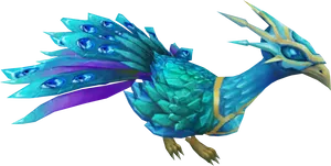 Fantasy Styled Blue Peacock PNG Image