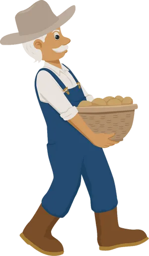 Farmer Carrying Potatoes PNG Image