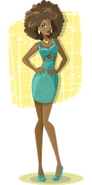 Fashionable_ Animated_ Woman_ Sparkling_ Dress PNG Image