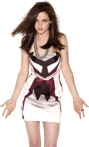 Fashionable Celebrityin Designer Dress PNG Image