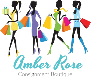 Fashionable Shopping Silhouettes Amber Rose Boutique Logo PNG Image