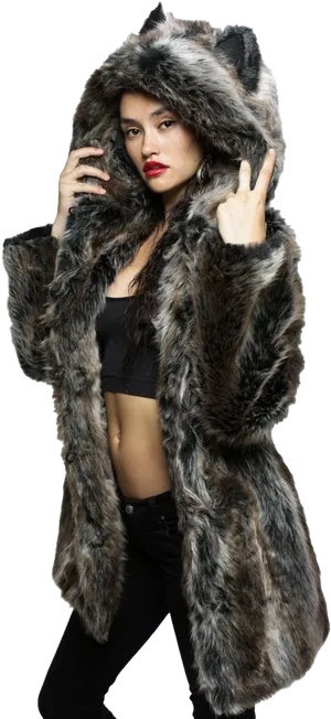 Fashionable Winter Coat Style PNG Image